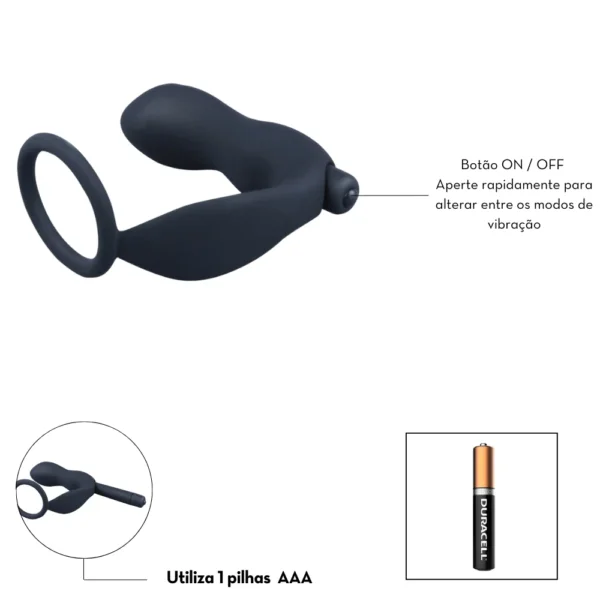 ESTIMULADOR DE PROSTÁTA COM ANEL E VIBRO - Imagem 3